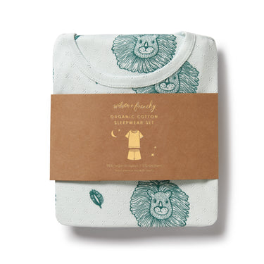 Wilson & Frenchy - Little Lion Organic Pointelle Short Sleeved Pyjamas